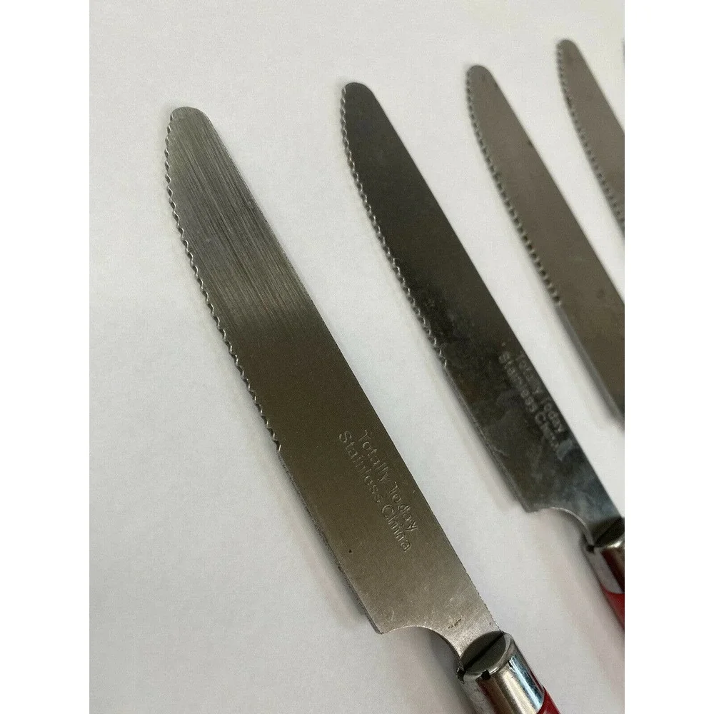 Totally Today RED Plastic Handle Stainless Flatware - Six pieces Butter Knifers